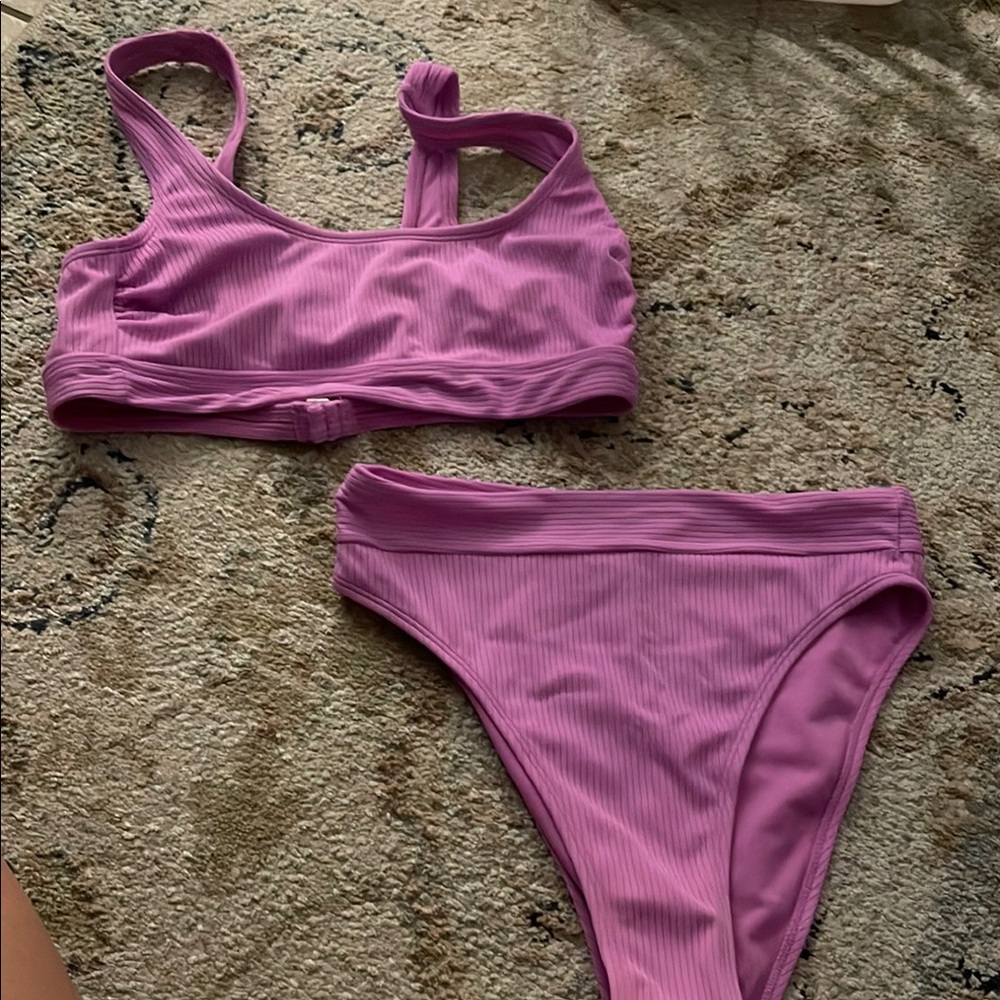 Stoney Clover Fuchsia Ribbed Bikini Set